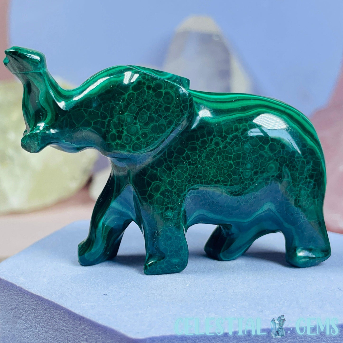 Malachite Elephant Small Carving D