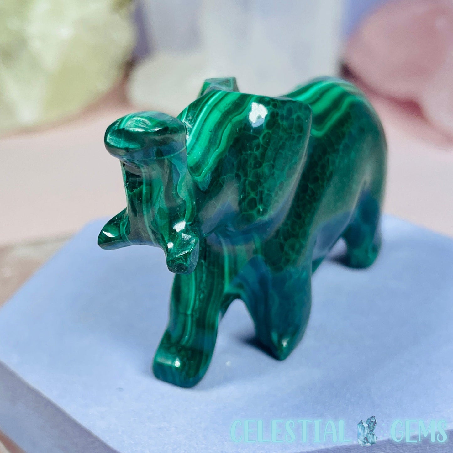 Malachite Elephant Small Carving D