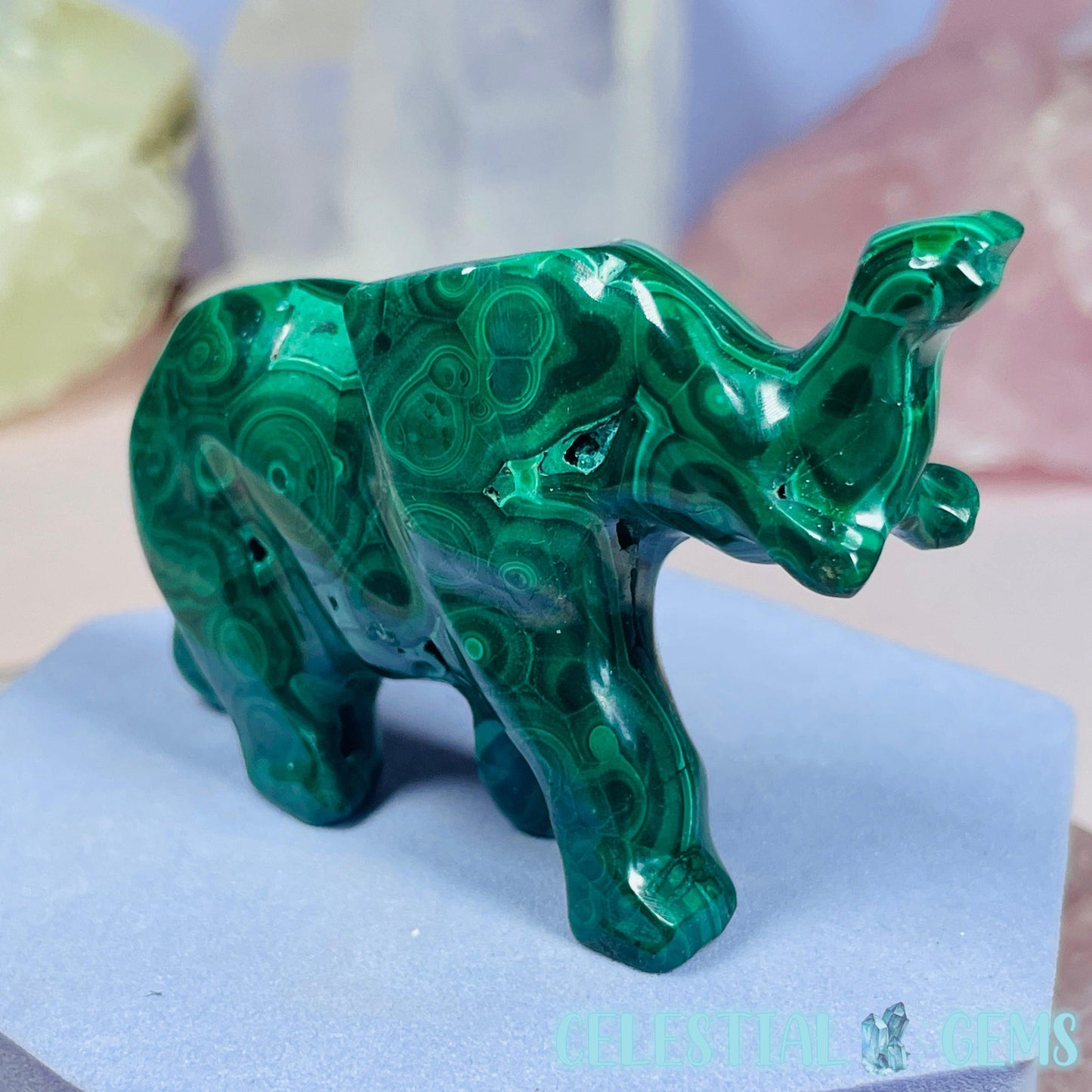 Malachite Elephant Small Carving D