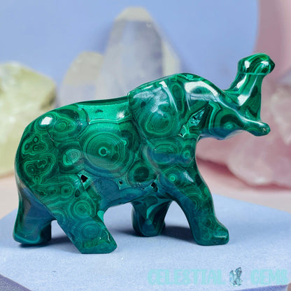 Malachite Elephant Small Carving D