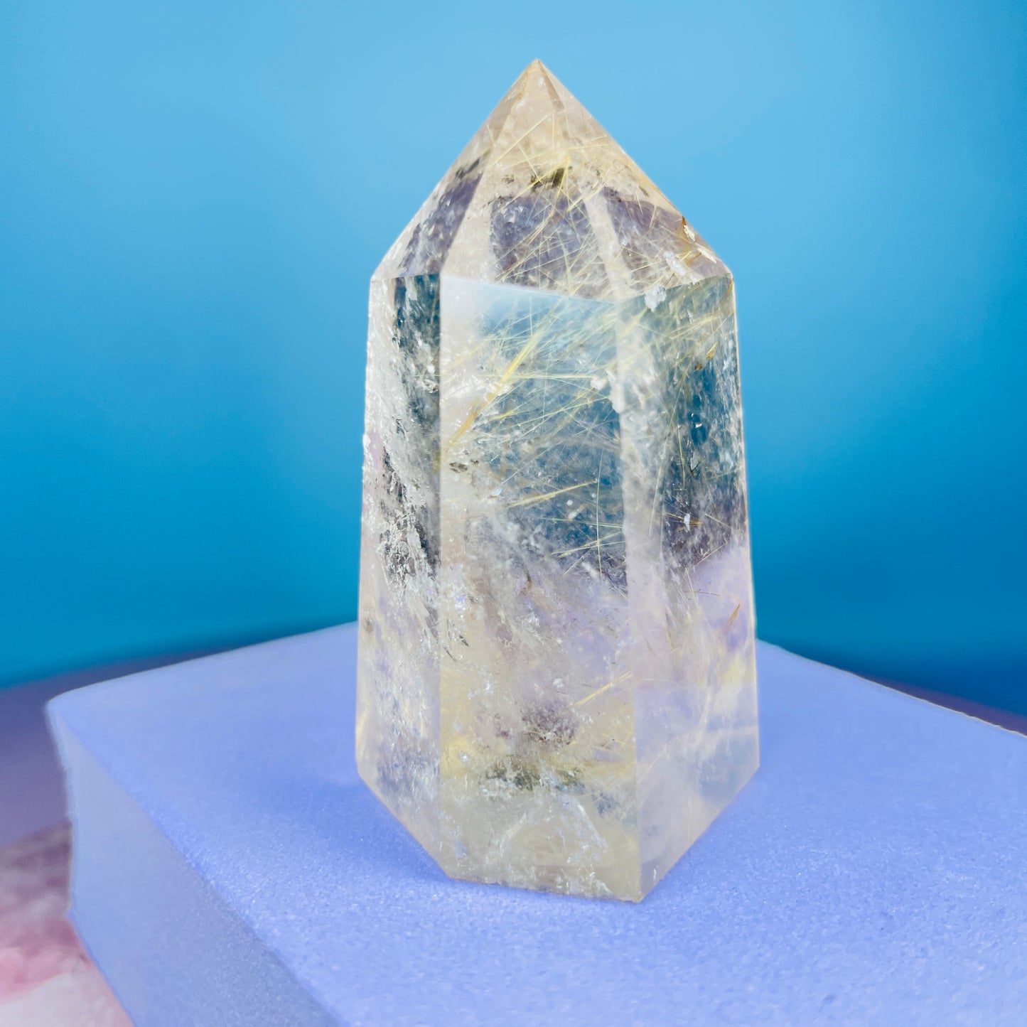 Rutilated Smoky Quartz Small Tower (Video)