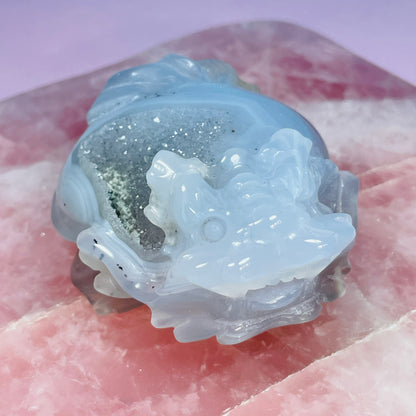 Druzy Agate 'Pixiu' Dragon Frog Carving