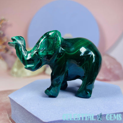 Malachite Elephant Small Carving E