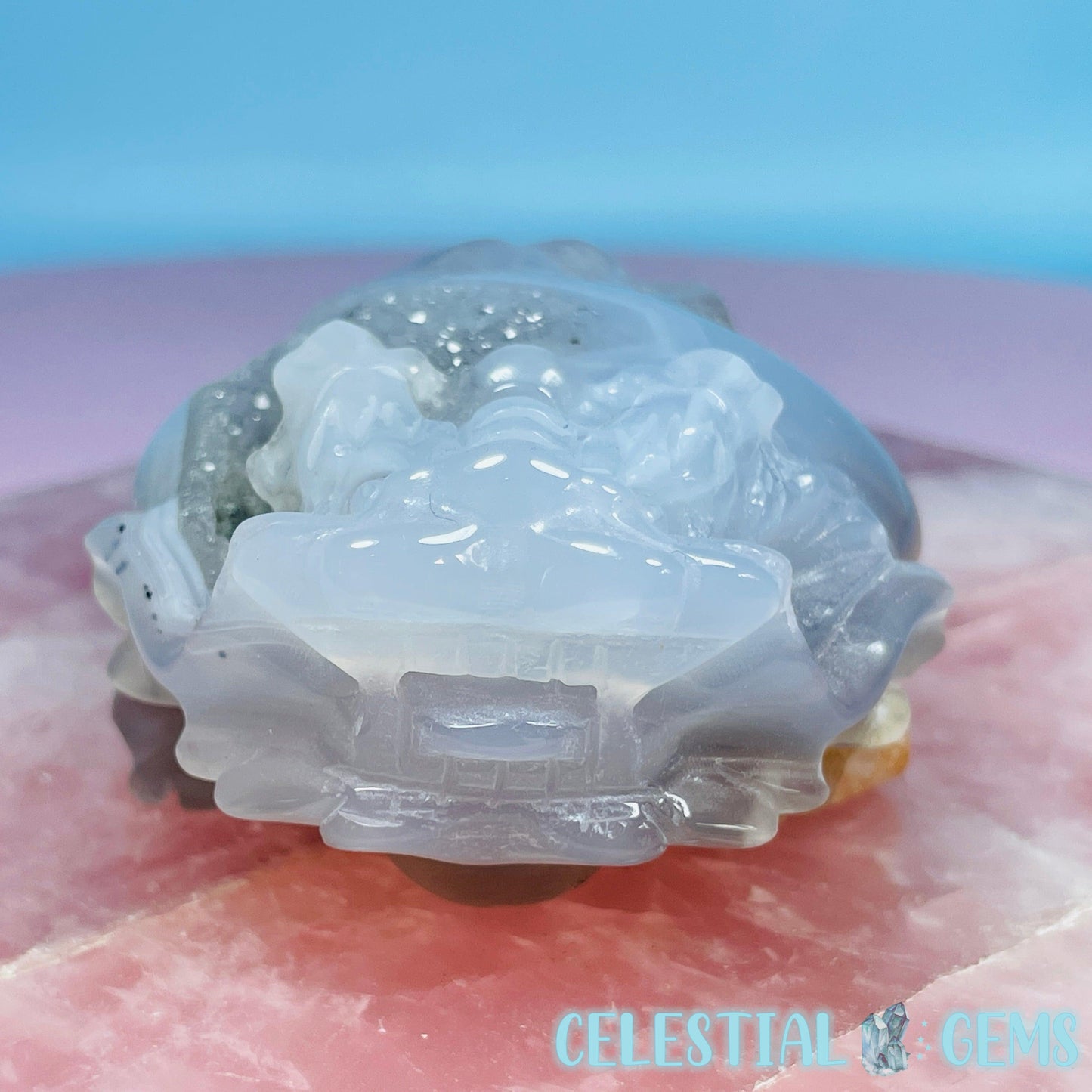 Druzy Agate 'Pixiu' Dragon Frog Carving