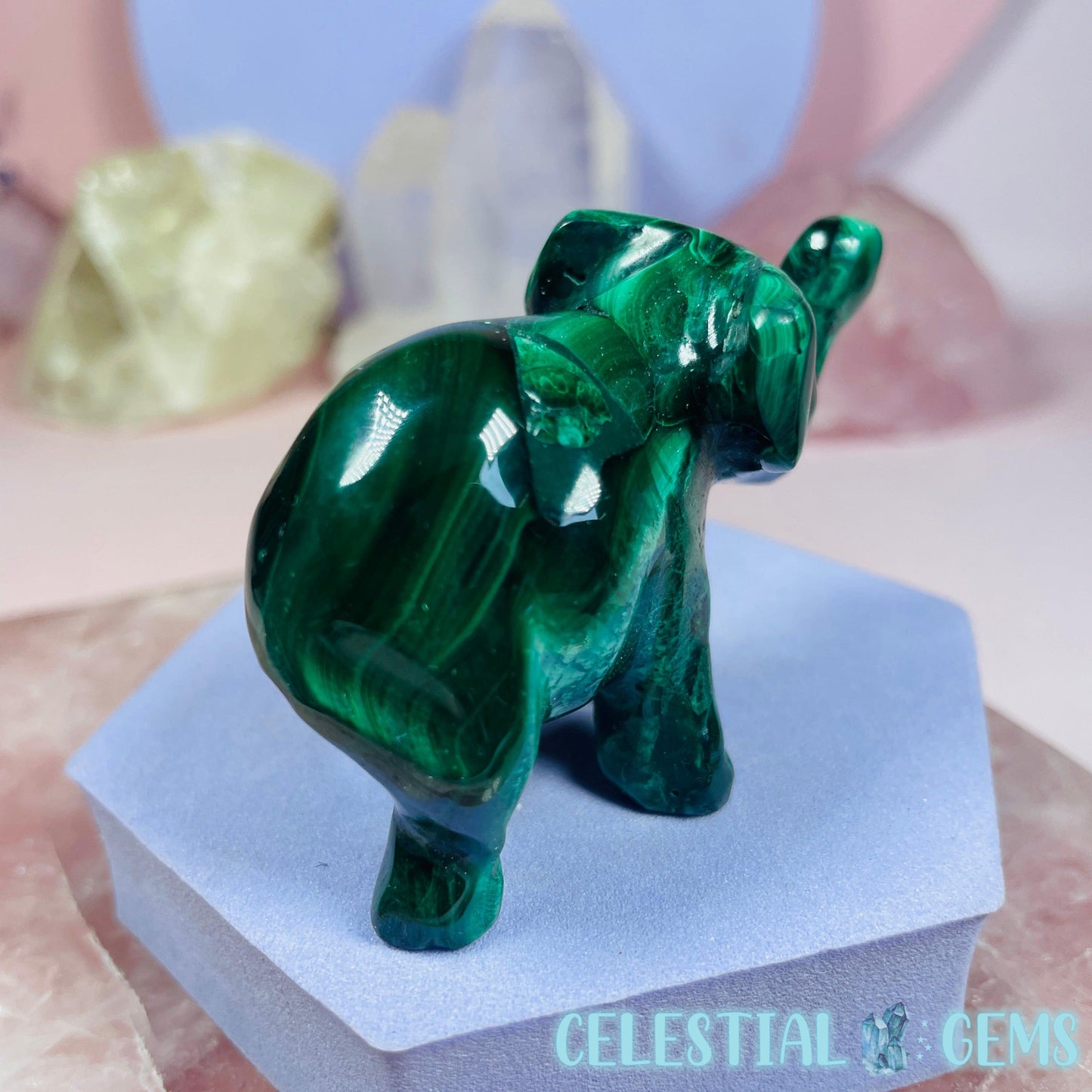 Malachite Elephant Small Carving E