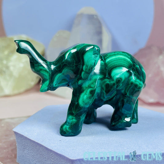 Malachite Elephant Small Carving F