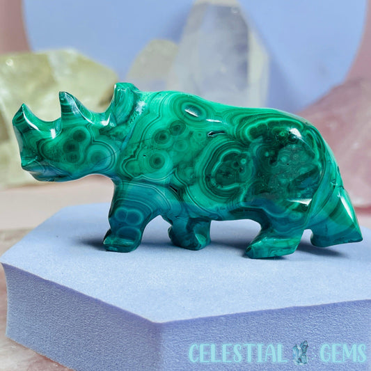 Malachite Rhinoceros Small Carving A