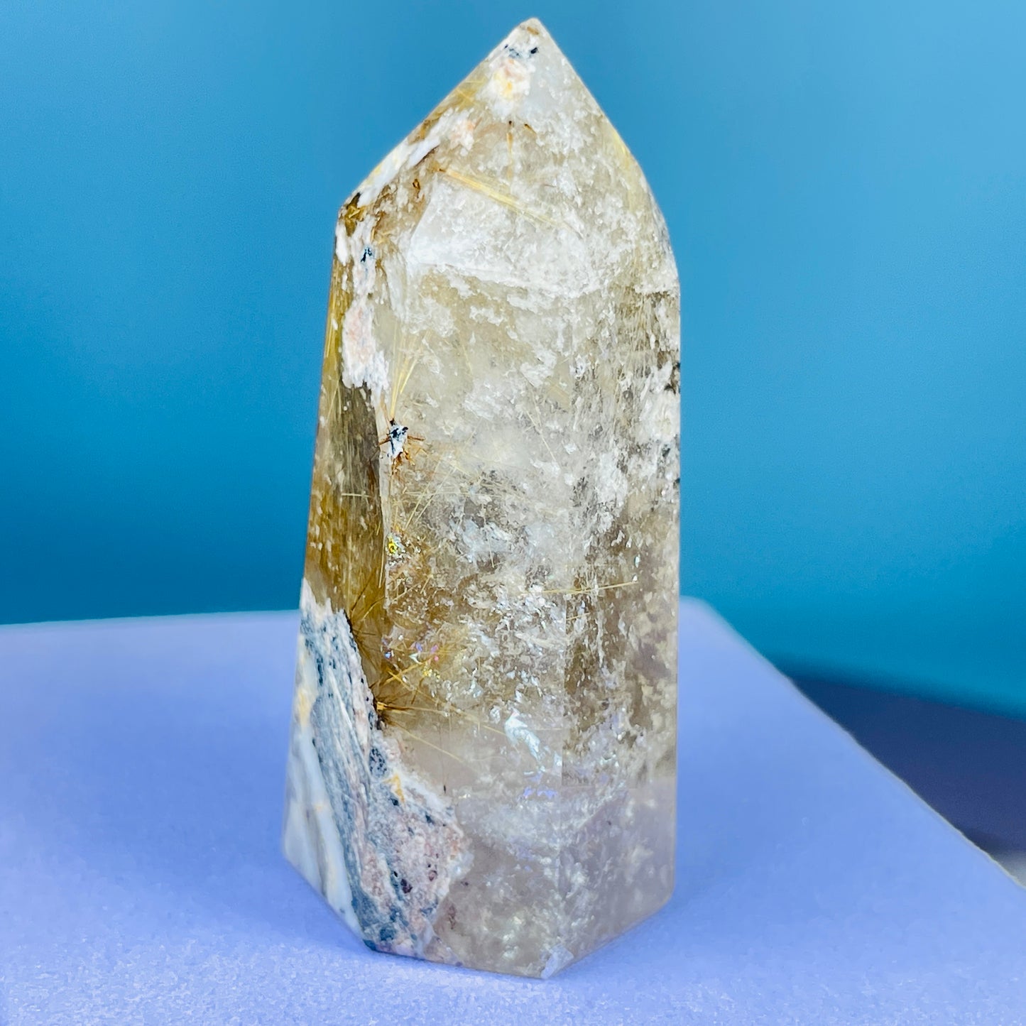 Rutilated Smoky Quartz Small Tower (Video)