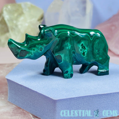 Malachite Rhinoceros Small Carving B