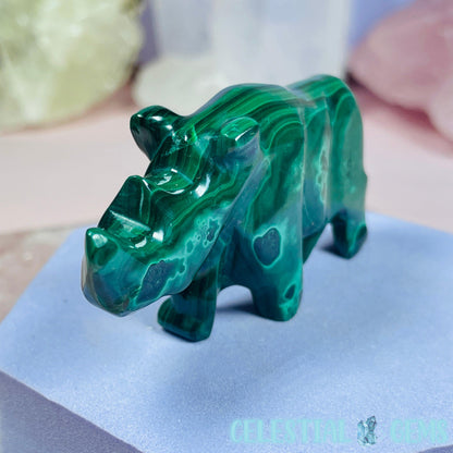 Malachite Rhinoceros Small Carving B