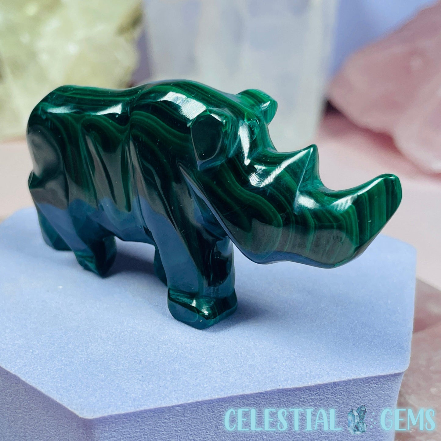 Malachite Rhinoceros Small Carving B