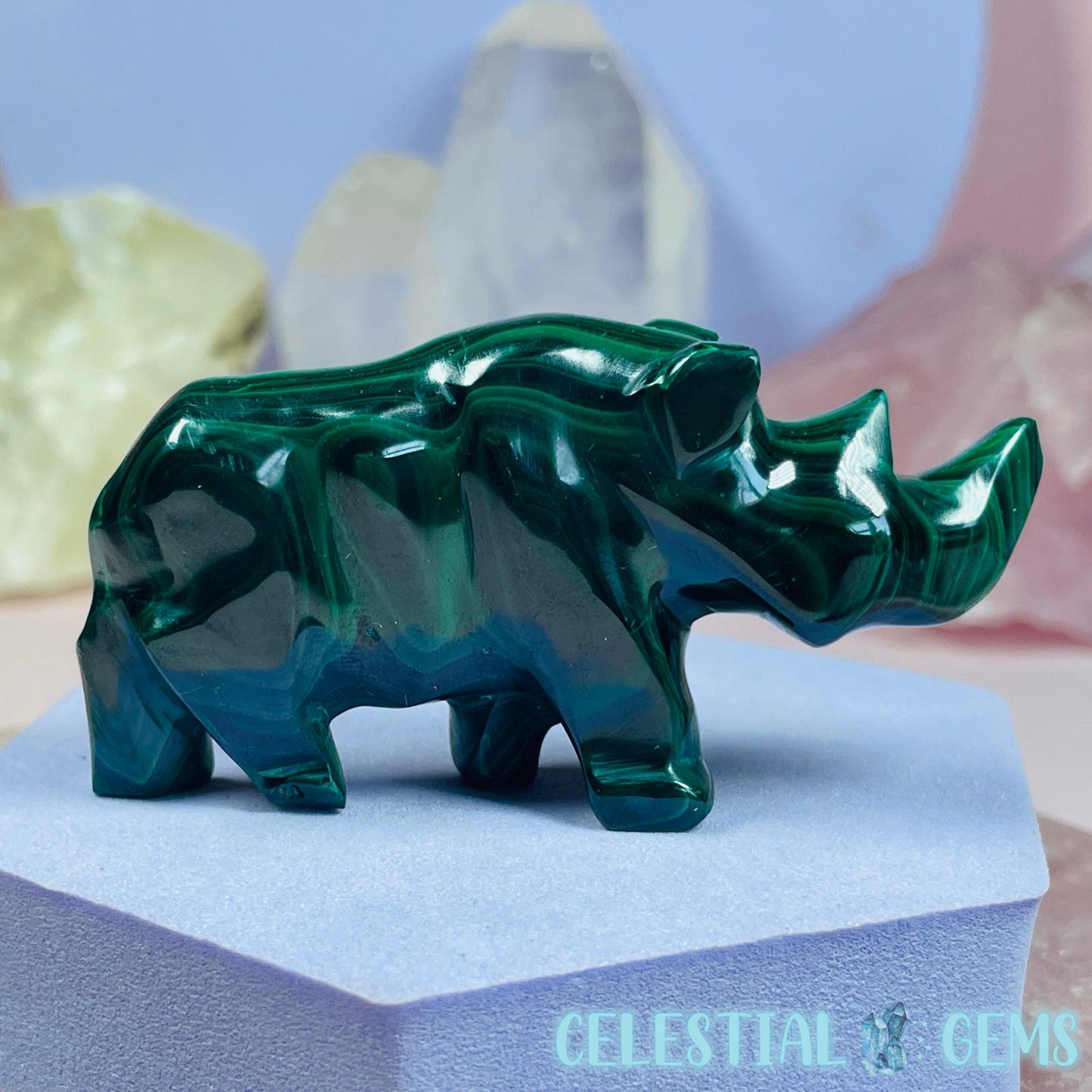 Malachite Rhinoceros Small Carving B