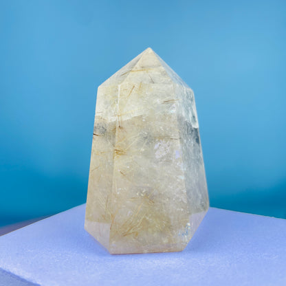 Rutilated Smoky Quartz Small Chunky Tower (Video)