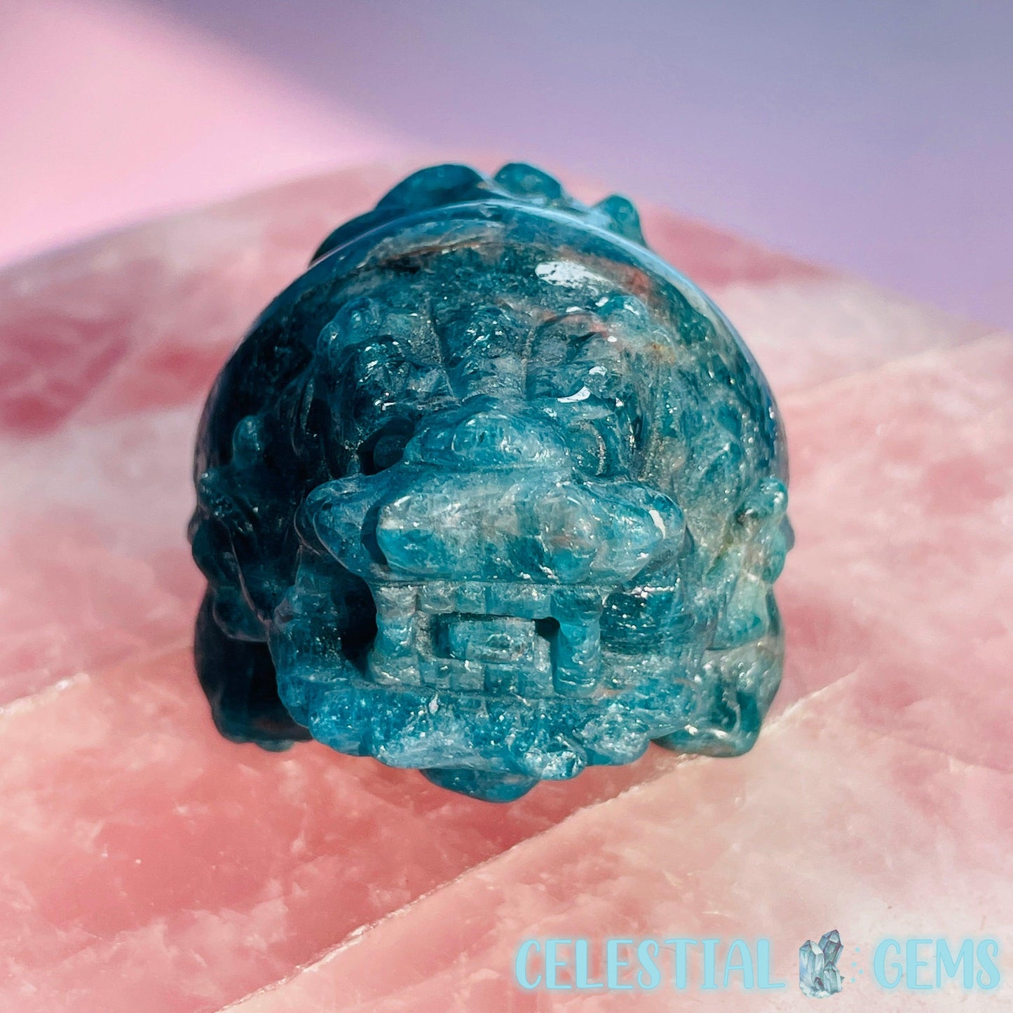 Blue Apatite 'Pixiu' Dragon Frog Carving