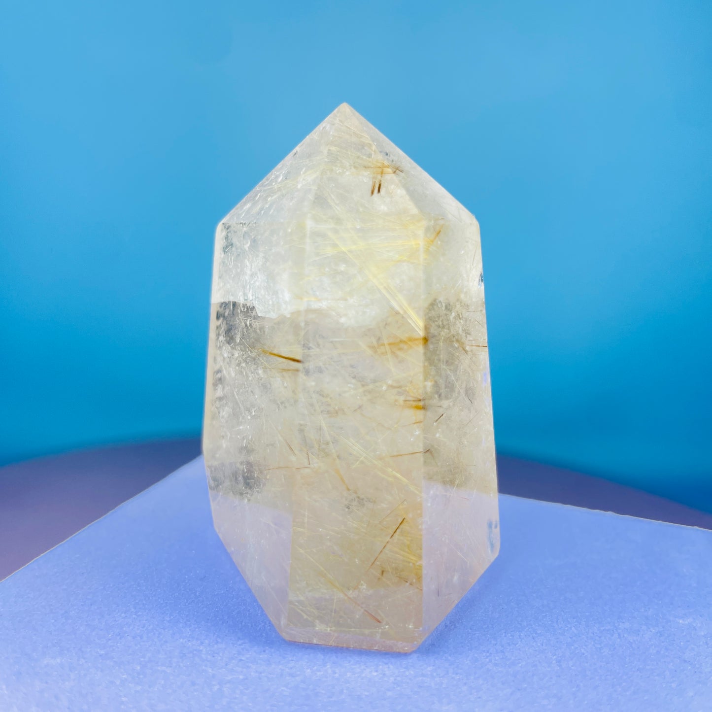 Rutilated Smoky Quartz Small Chunky Tower (Video)