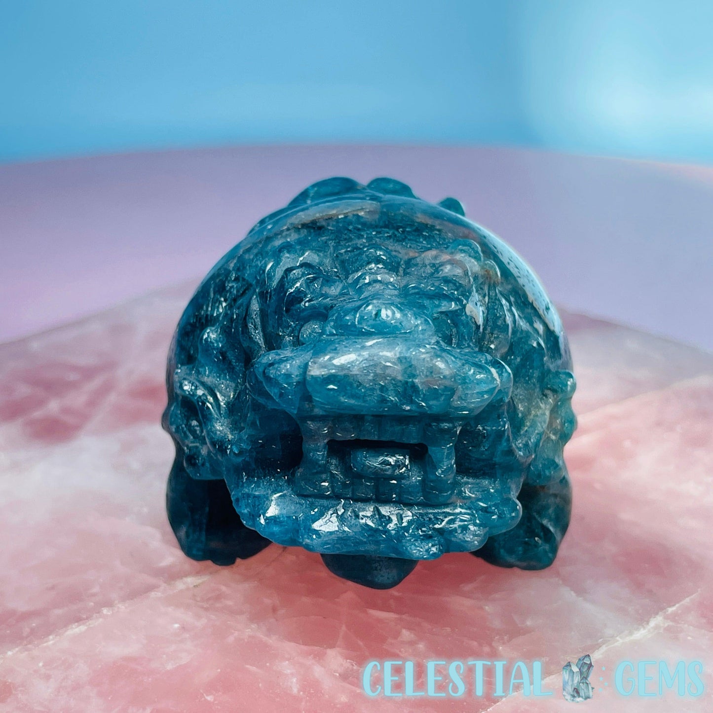 Blue Apatite 'Pixiu' Dragon Frog Carving