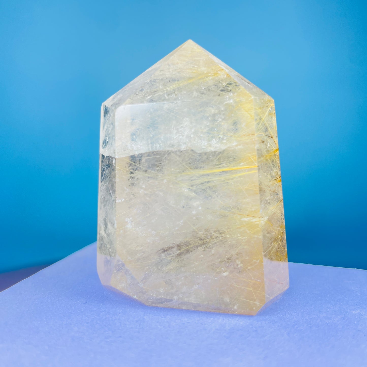 Rutilated Smoky Quartz Small Chunky Tower (Video)