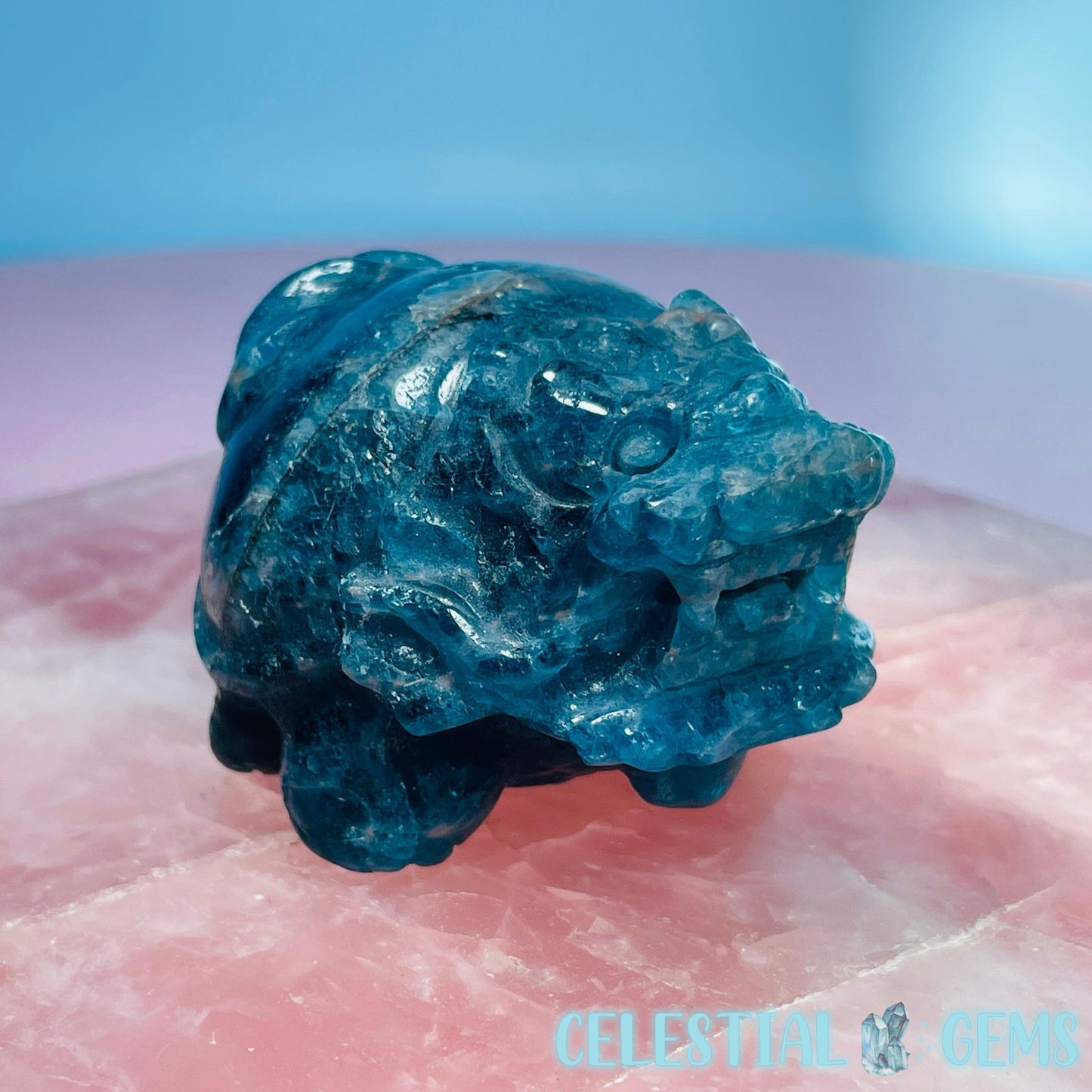 Blue Apatite 'Pixiu' Dragon Frog Carving