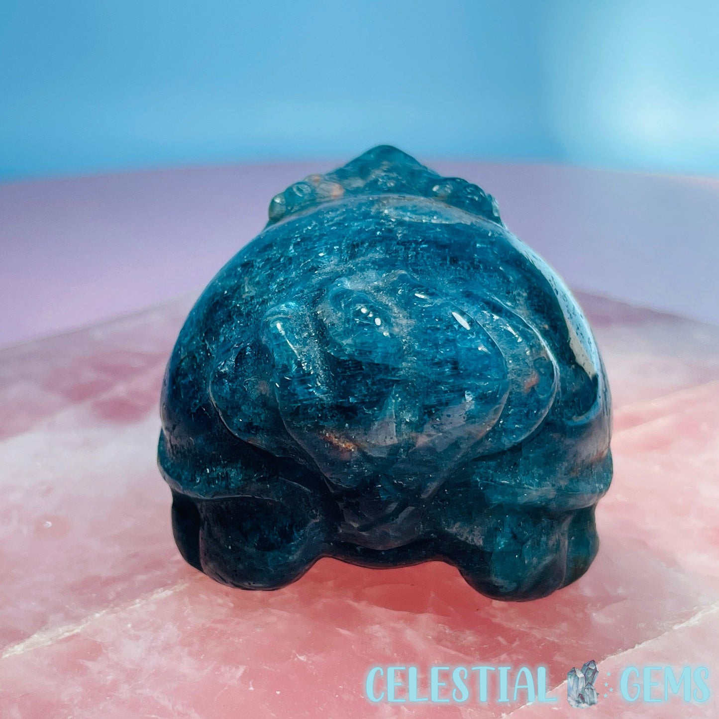 Blue Apatite 'Pixiu' Dragon Frog Carving