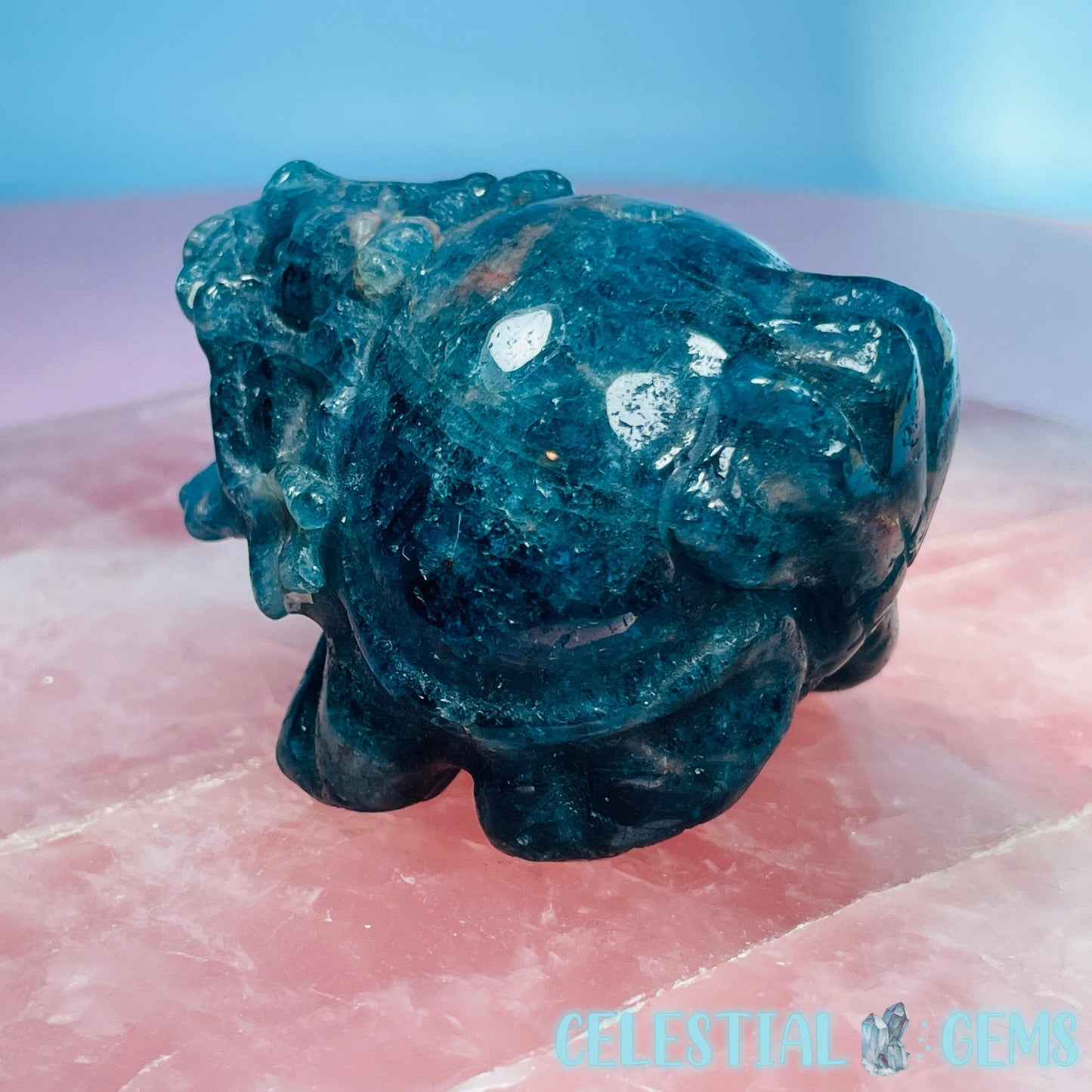 Blue Apatite 'Pixiu' Dragon Frog Carving