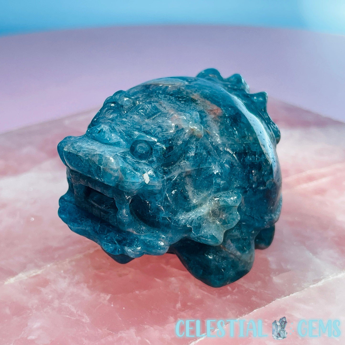 Blue Apatite 'Pixiu' Dragon Frog Carving