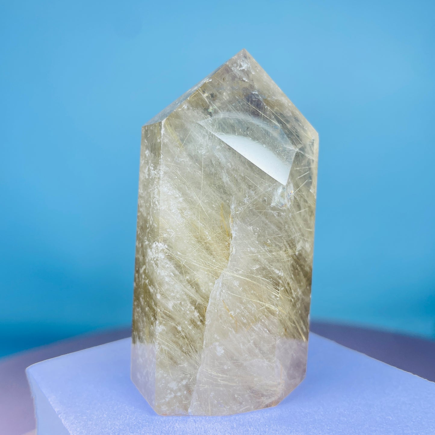 Rutilated Smoky Quartz Small Chunky Tower (Video)