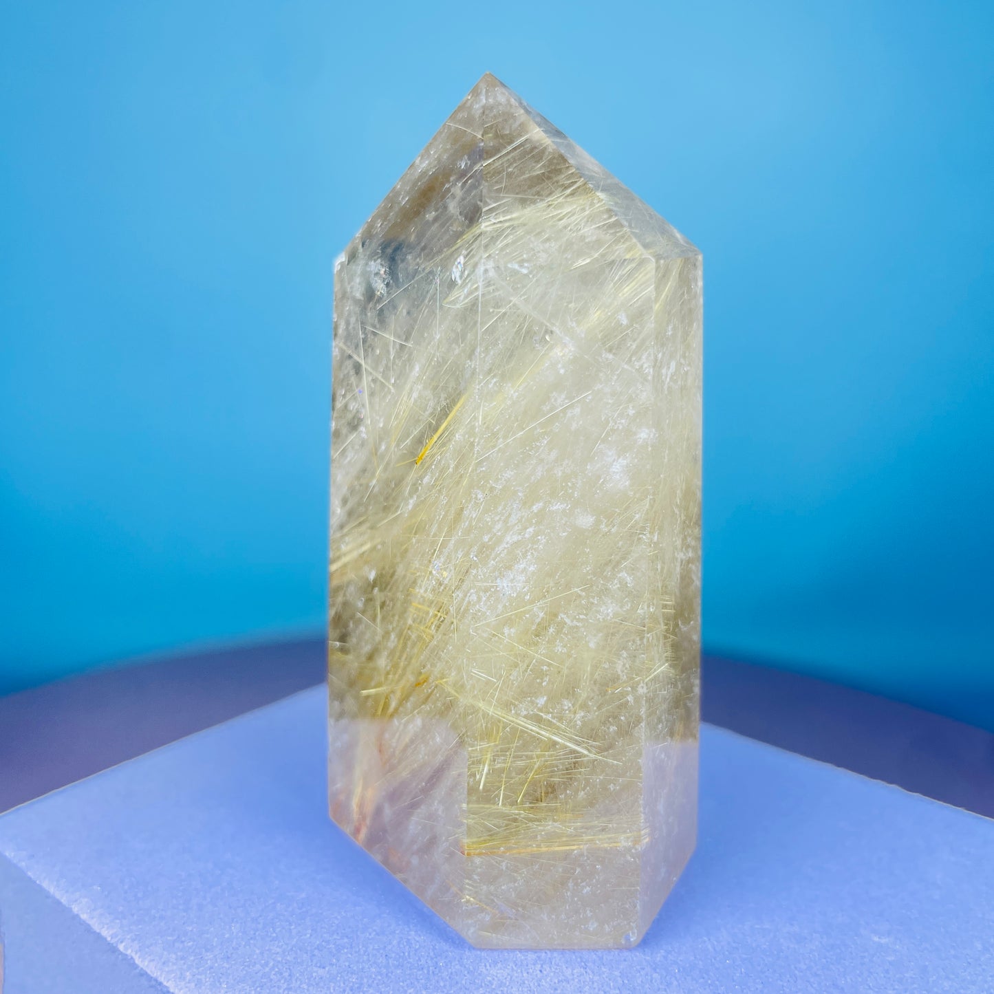 Rutilated Smoky Quartz Small Chunky Tower (Video)