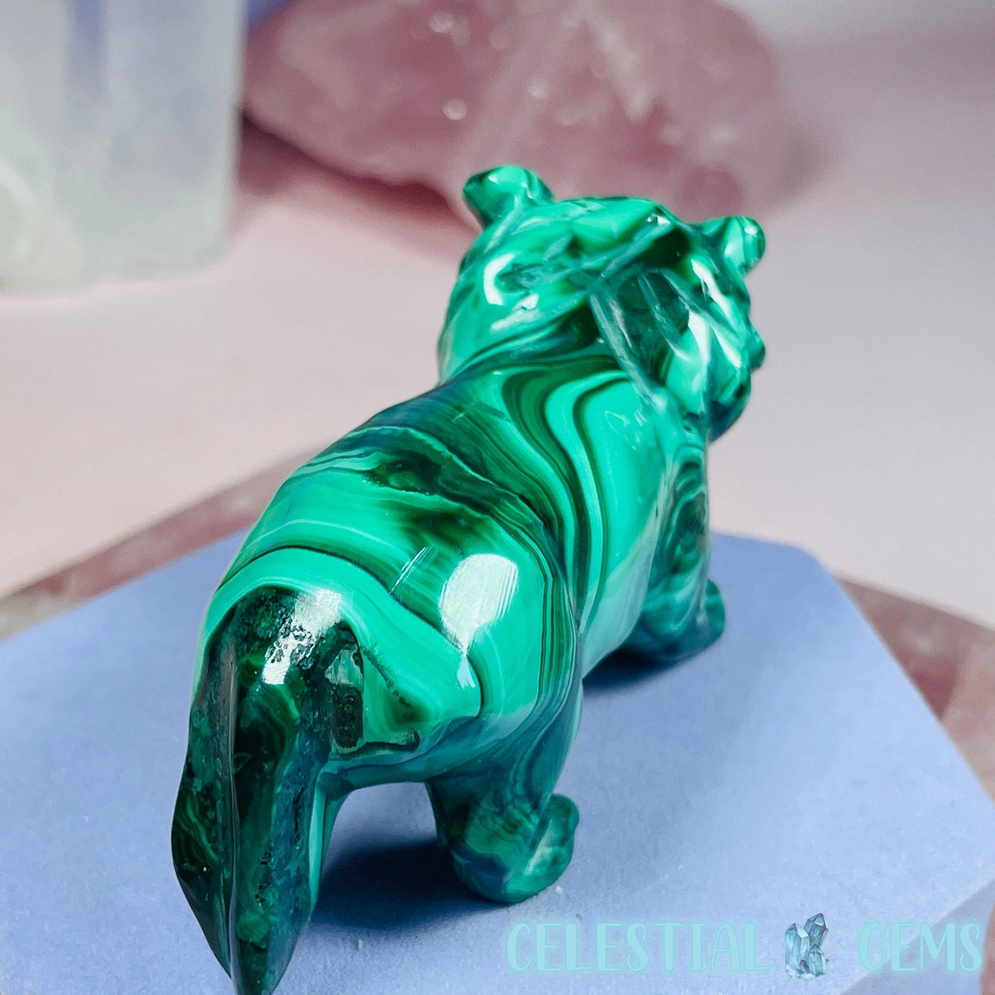 Malachite Lion Medium Carving