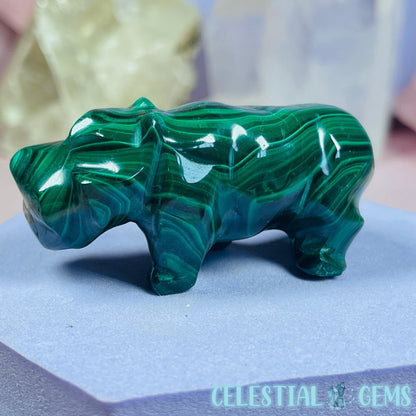 Malachite Hippopotamus Small Carving A