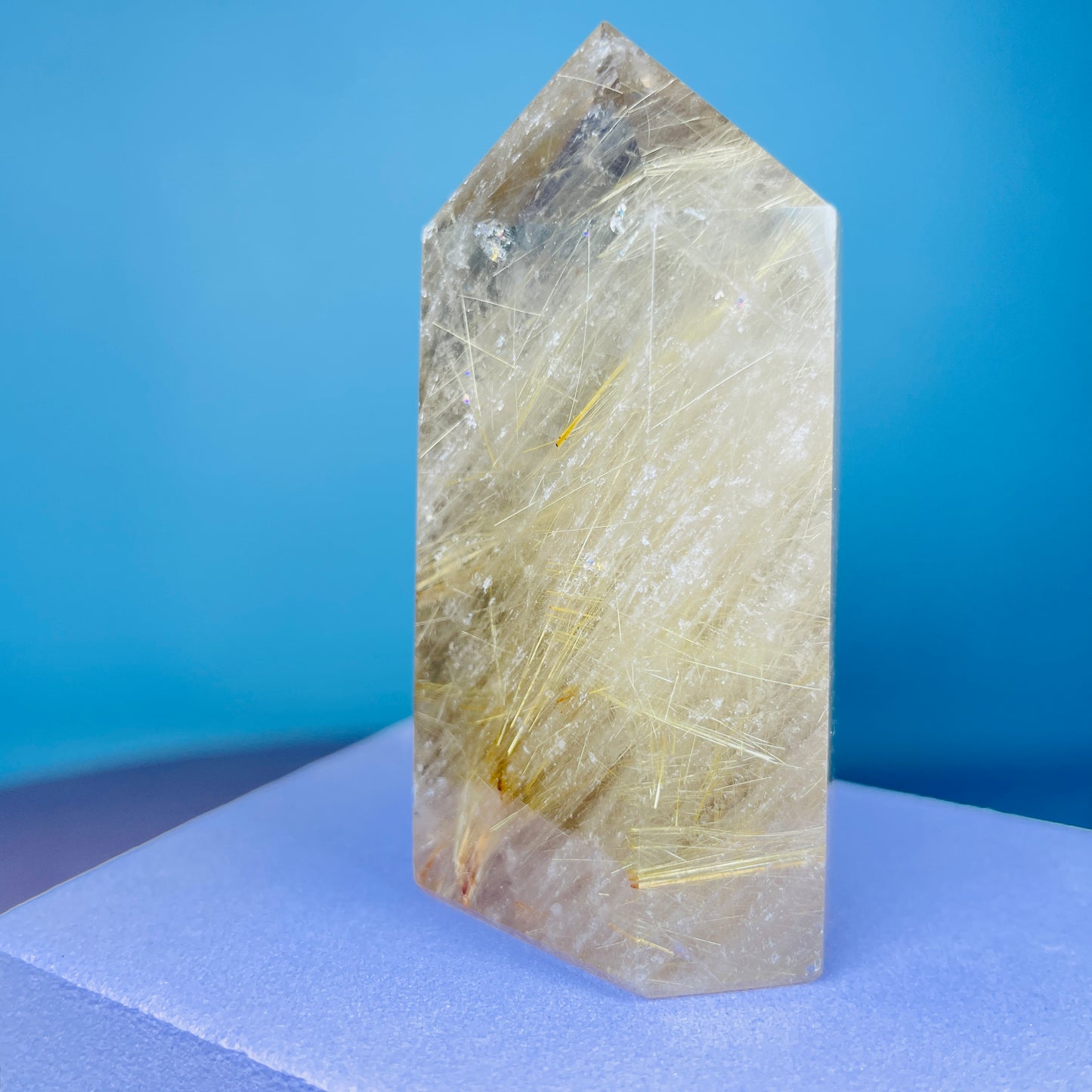 Rutilated Smoky Quartz Small Chunky Tower (Video)