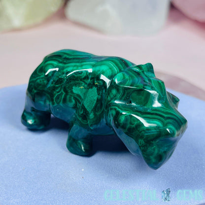 Malachite Hippopotamus Small Carving A