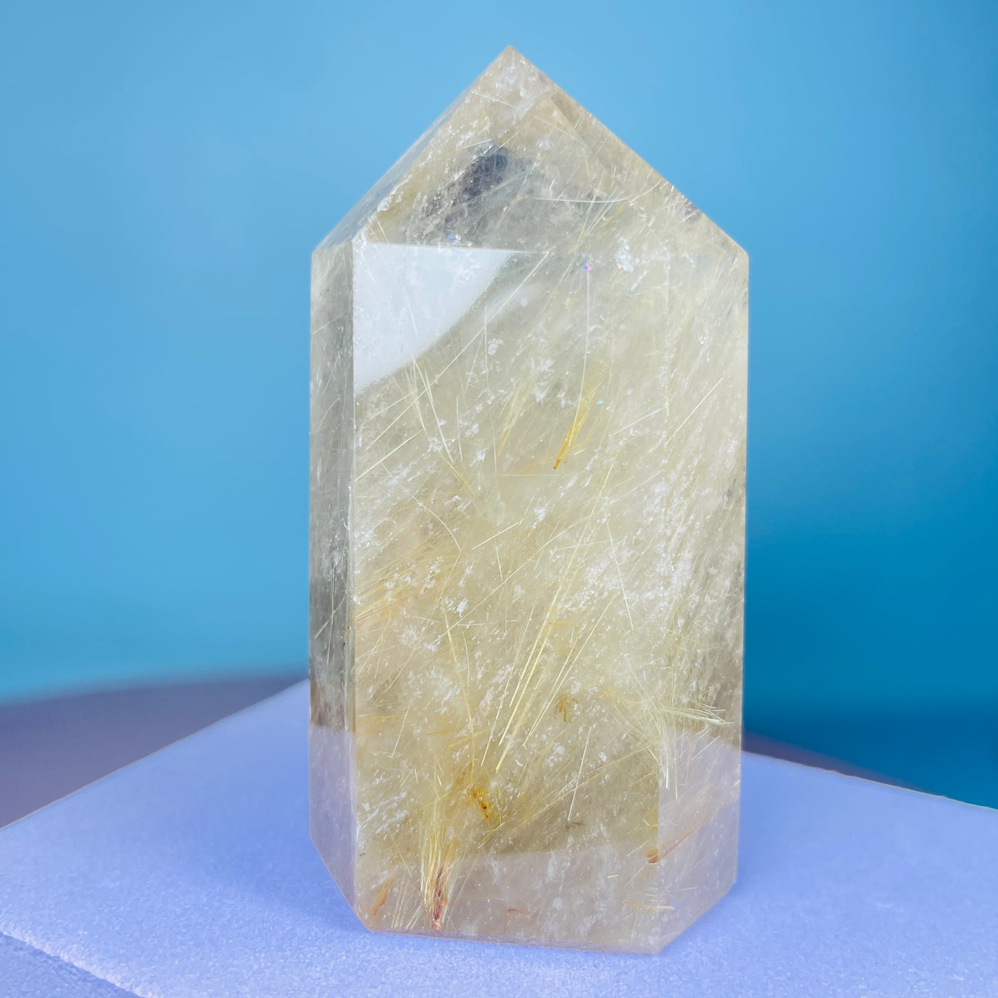 Rutilated Smoky Quartz Small Chunky Tower (Video)