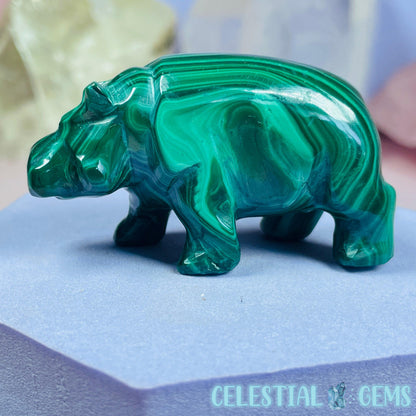 Malachite Hippopotamus Small Carving B