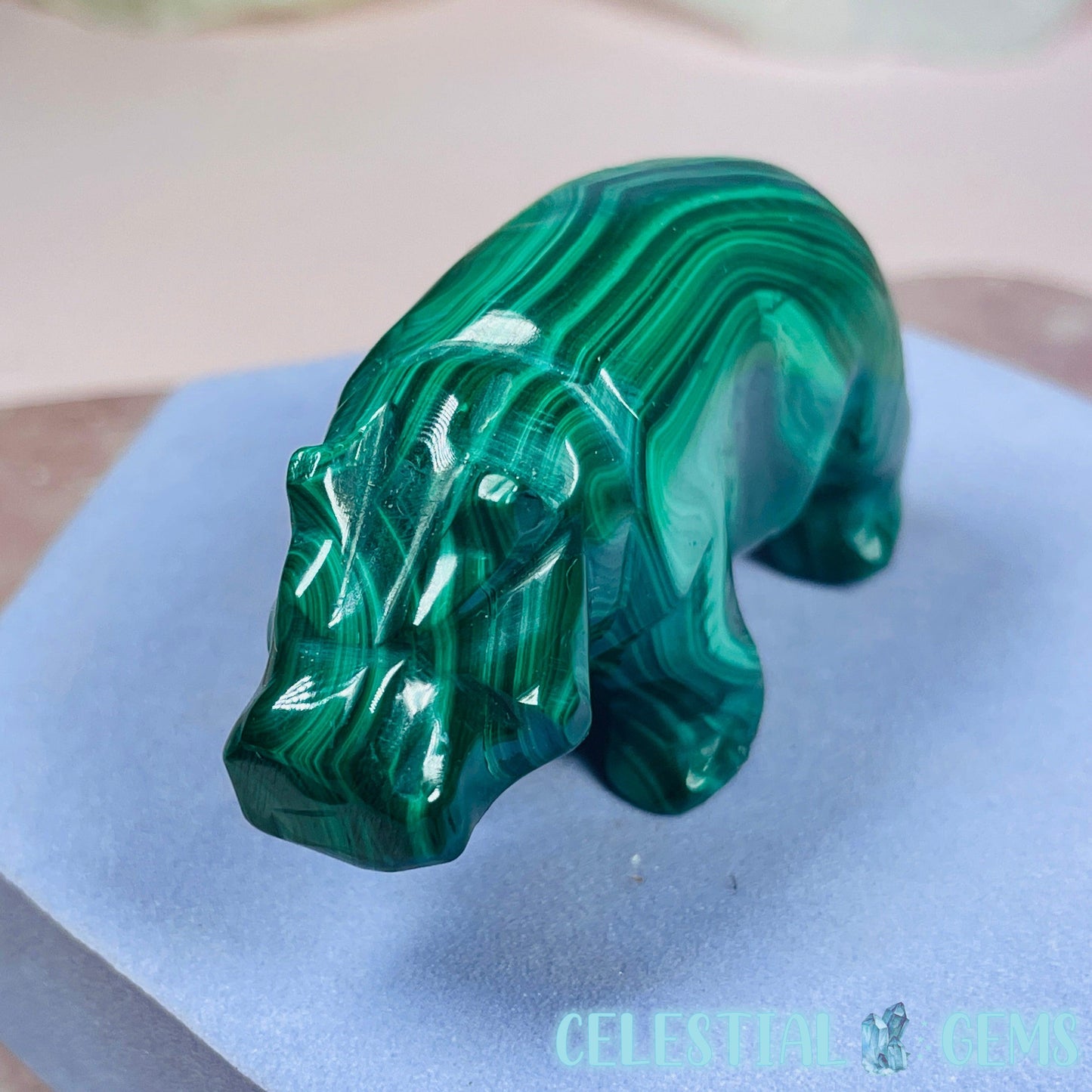 Malachite Hippopotamus Small Carving B