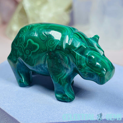 Malachite Hippopotamus Small Carving B