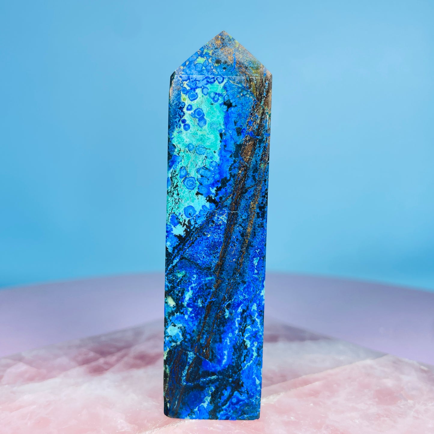 Azurite + Malachite + Chrysocolla Obelisk Medium Tower