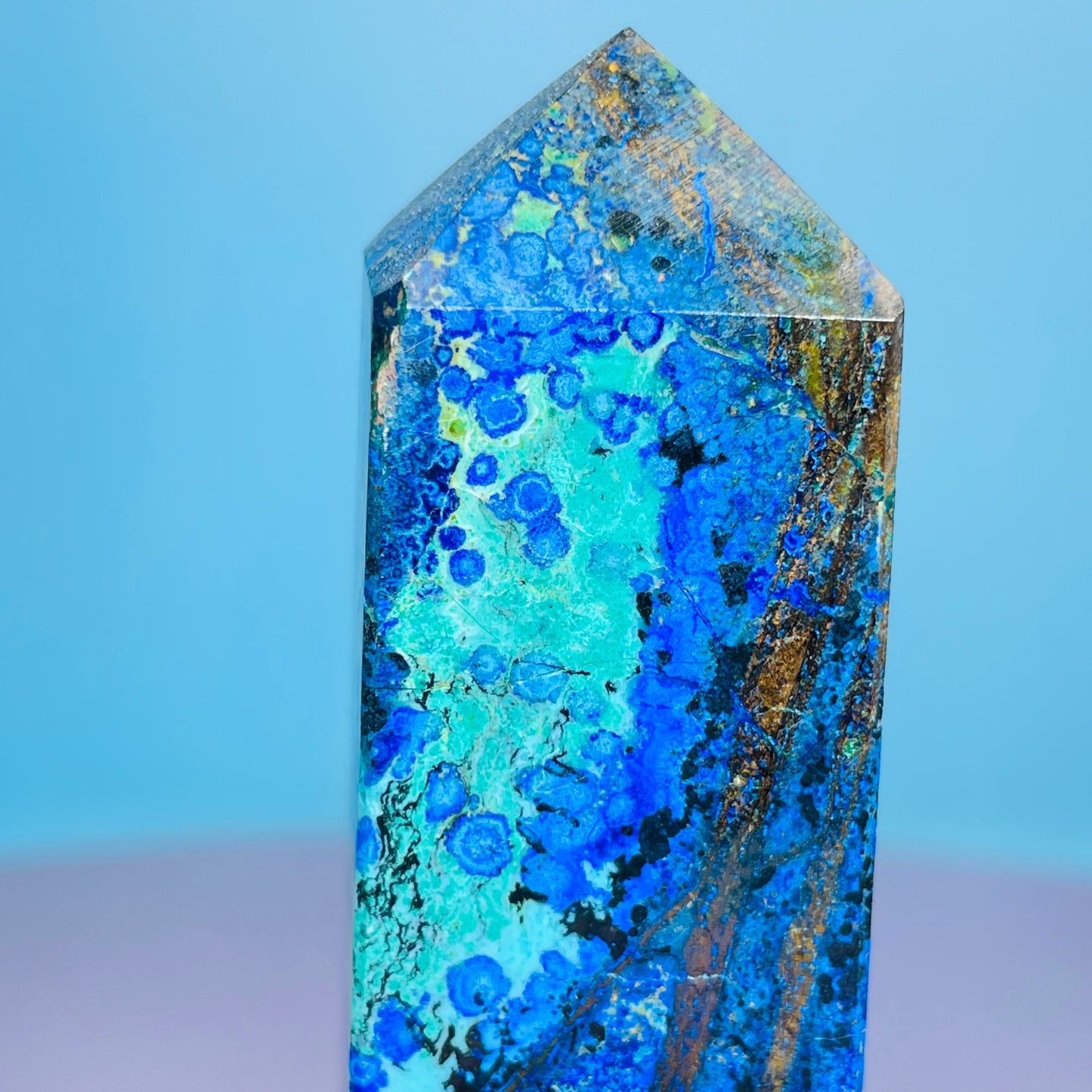 Azurite + Malachite + Chrysocolla Obelisk Medium Tower