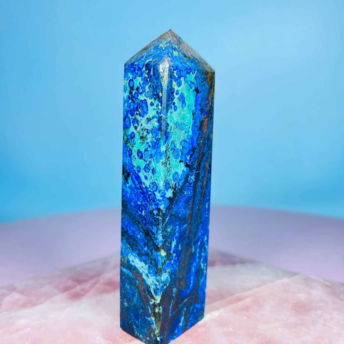 Azurite + Malachite + Chrysocolla Obelisk Medium Tower