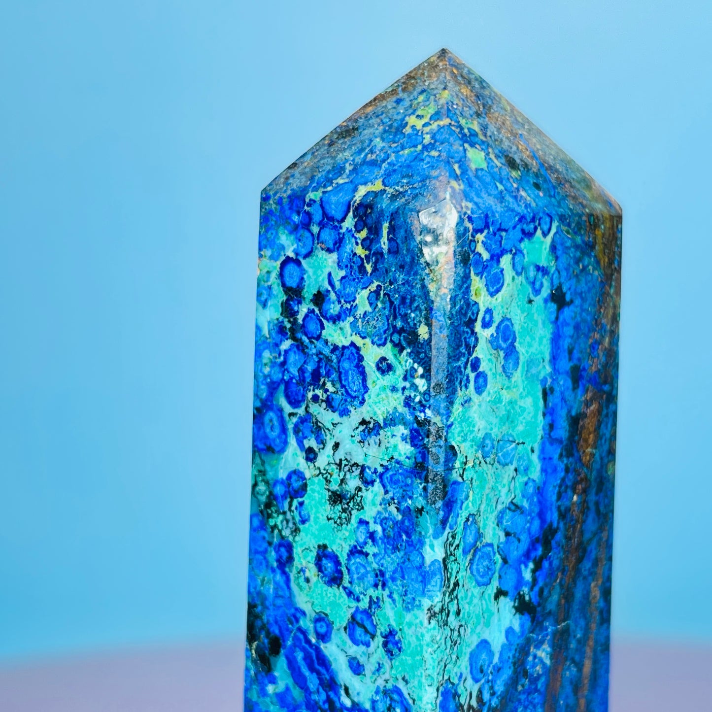 Azurite + Malachite + Chrysocolla Obelisk Medium Tower