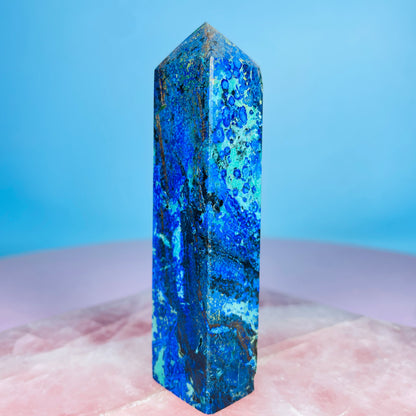 Azurite + Malachite + Chrysocolla Obelisk Medium Tower