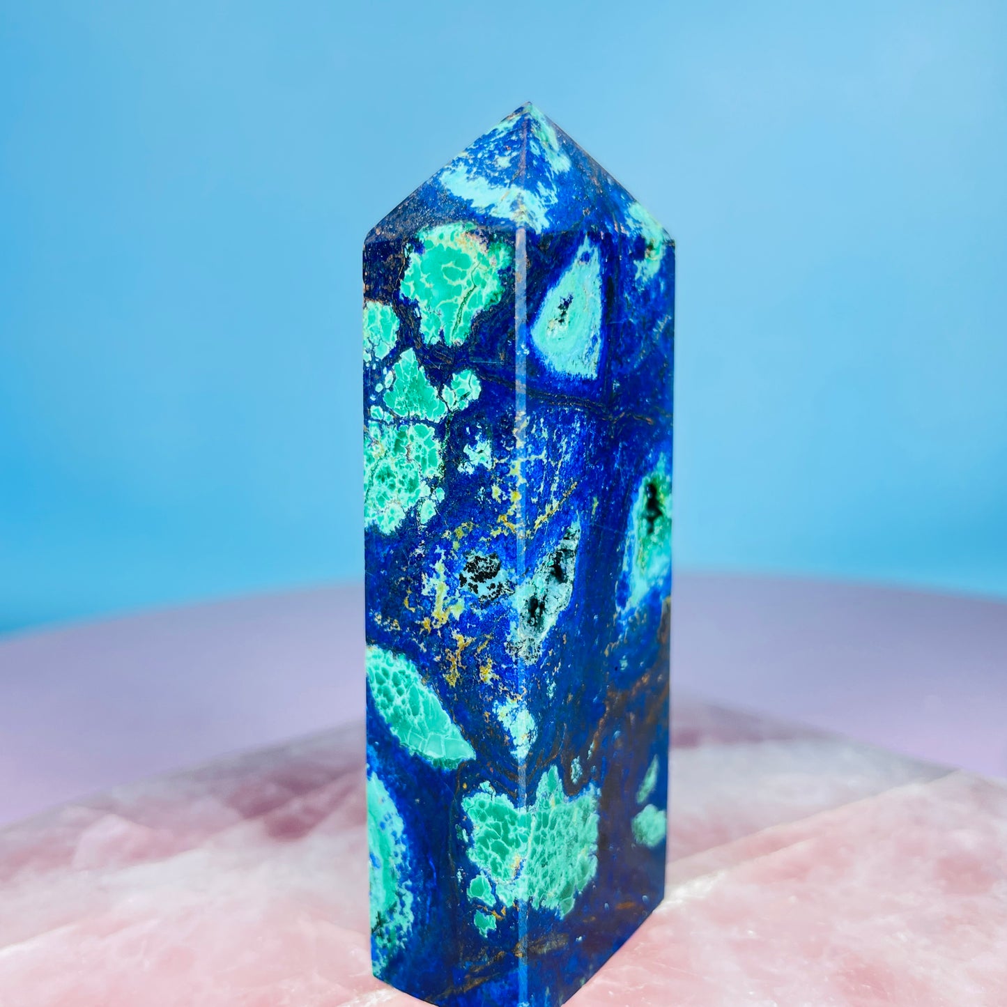 Azurite + Malachite + Chrysocolla Obelisk Medium Tower