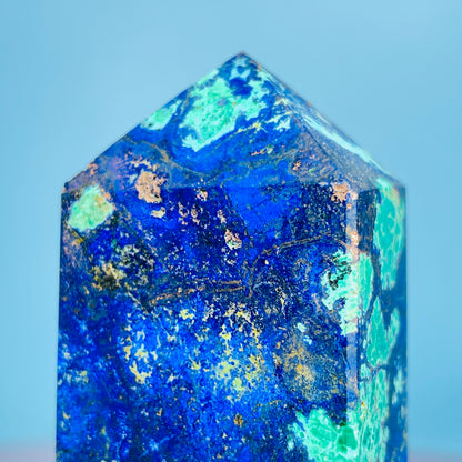 Azurite + Malachite + Chrysocolla Obelisk Medium Tower