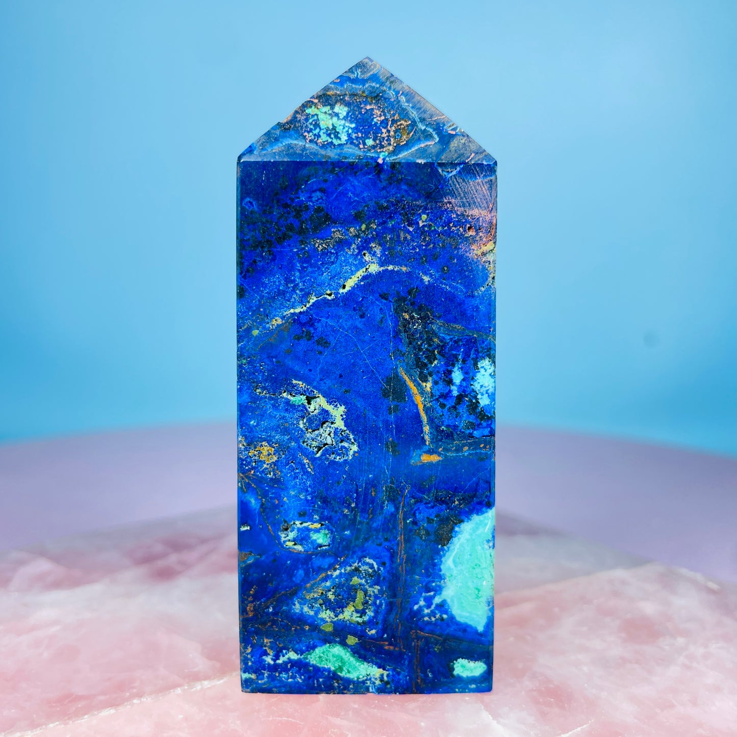 Azurite + Malachite + Chrysocolla Obelisk Medium Tower