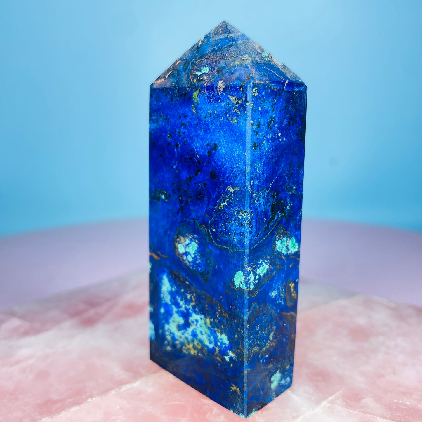 Azurite + Malachite + Chrysocolla Obelisk Medium Tower