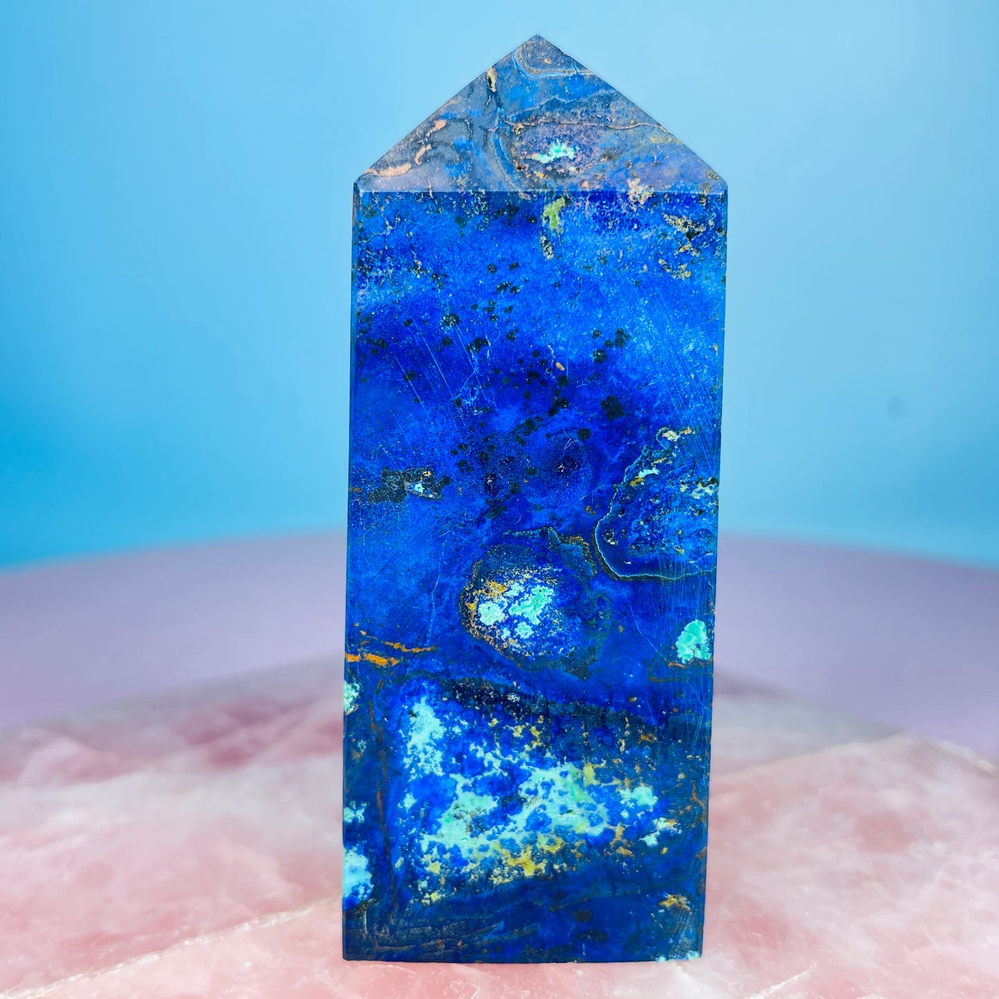 Azurite + Malachite + Chrysocolla Obelisk Medium Tower