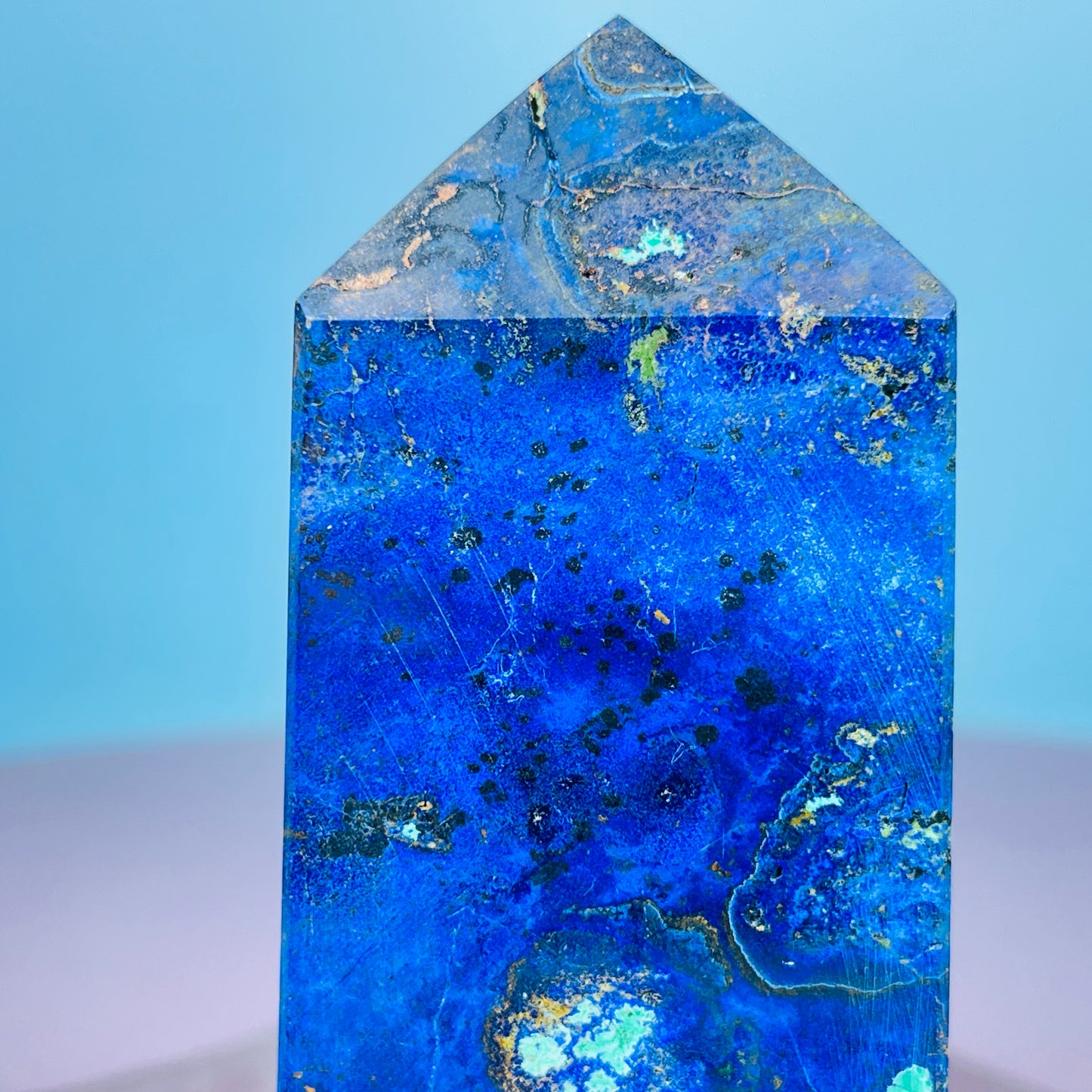 Azurite + Malachite + Chrysocolla Obelisk Medium Tower