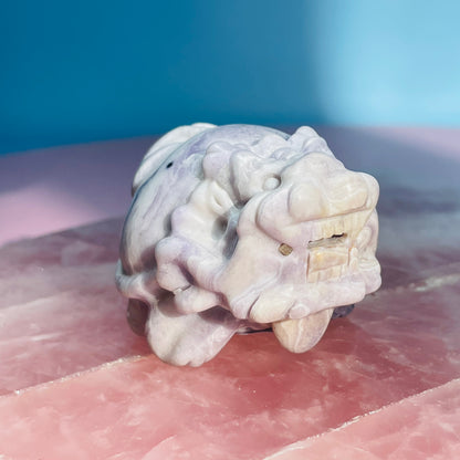 Purple Root Fluorite 'Pixiu' Dragon Frog Carving