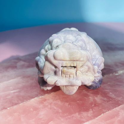 Purple Root Fluorite 'Pixiu' Dragon Frog Carving