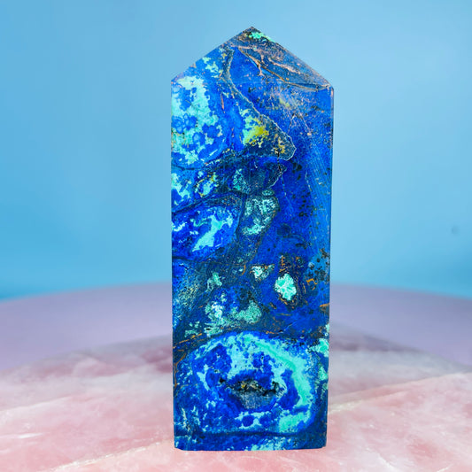 Azurite + Malachite + Chrysocolla Obelisk Medium Tower