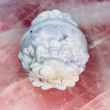 Purple Root Fluorite 'Pixiu' Dragon Frog Carving